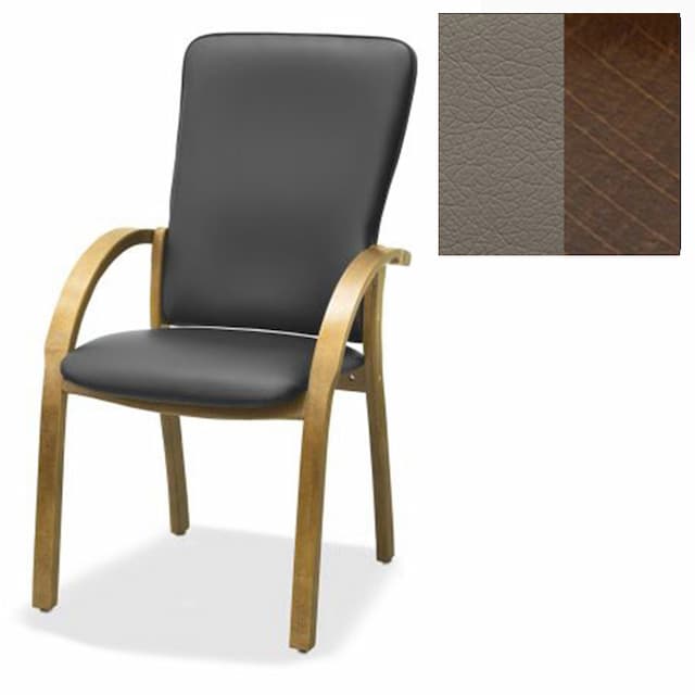 Стул Юнитекс Джуно комфорт экокожа премиум серо-коричневая CN6/дерево-орех