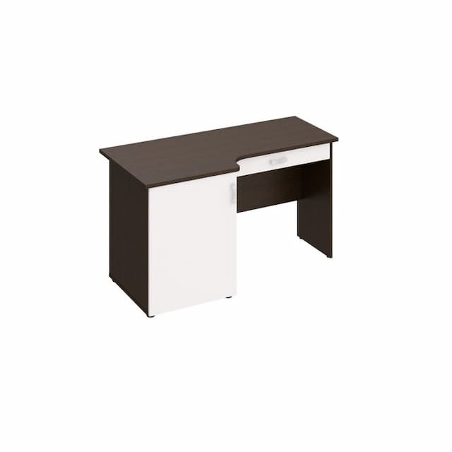 Стол с тумбой под минибар и ТВ с ящиком, левый Юнитекс ВЕНЕЦИЯ NEW ВЕ 624 ВТ/БП венге темный/белый премиум