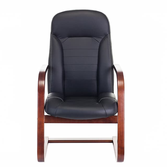 Кресло Бюрократ T-9923WALNUT-AV черный кожа полозья дерево коричневый