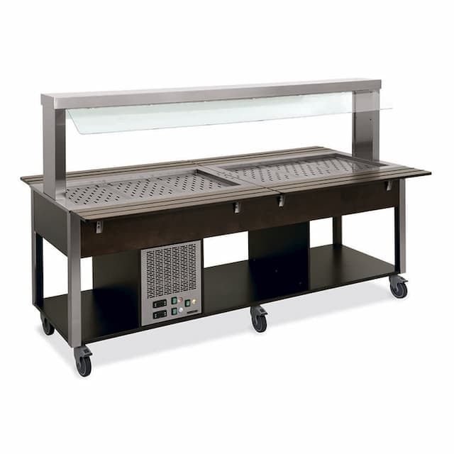 Стол Шведский комбинированный (защитное стекло статичное) MetalCarrelli 6920.5F3-W (венге)